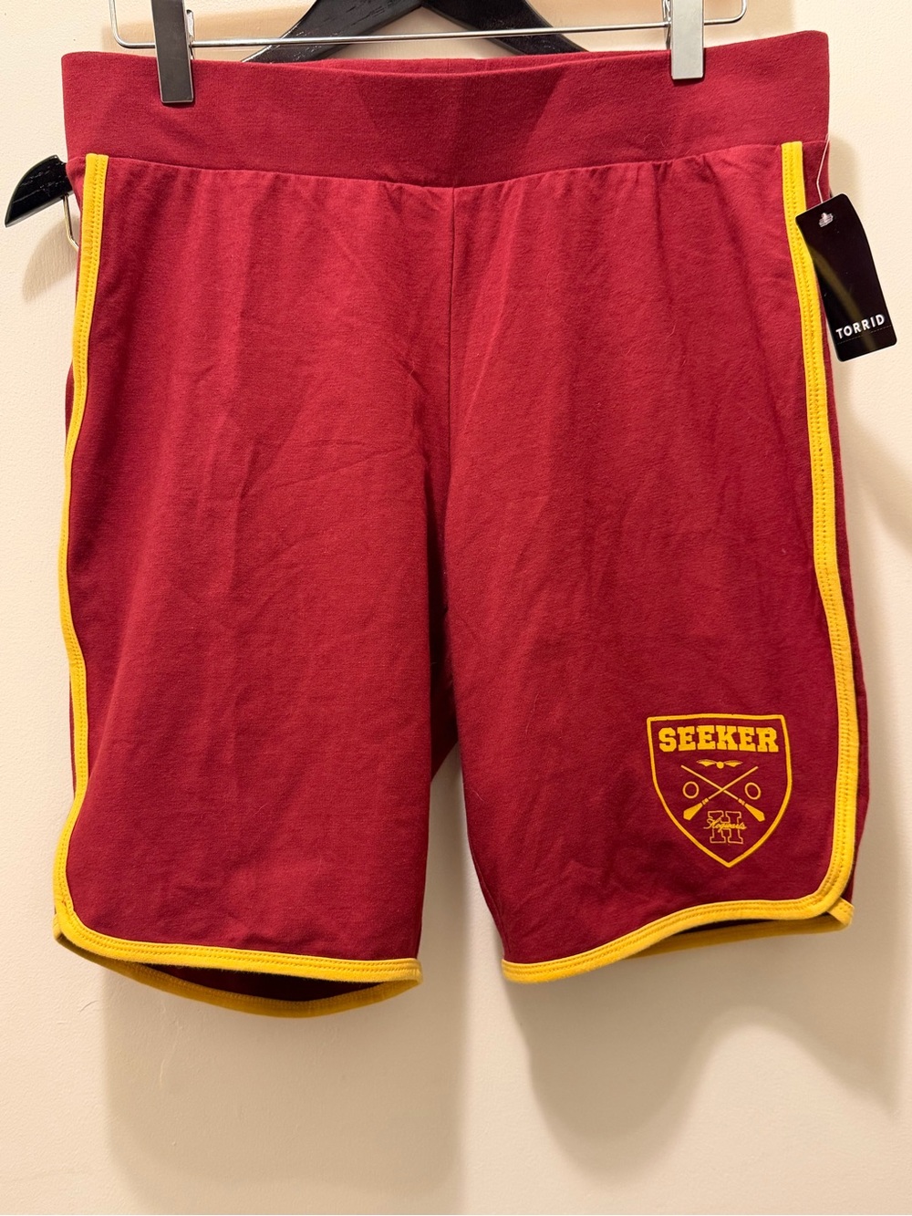 Warner Bros. Maroon Athletic Shorts with Yellow Trim